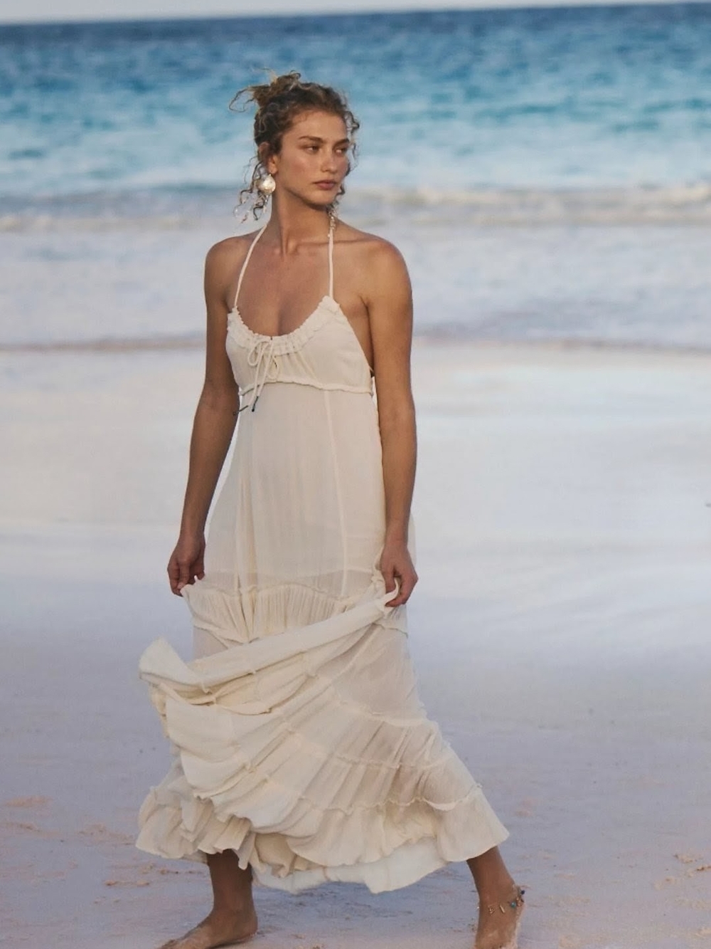 NWT Free People Burst Of Bliss Maxi Dress Cream Boho Flowy, Romantic Tiered  XS - Picture 3 of 14